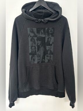 Taylor Swift Eras Tour Hoodie M Black Faded Graphic Merch Sweatshirt